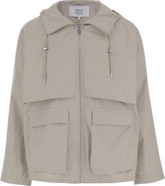 Maison Kitsun&eacute; Capuchon met rits windjack jas - Heren - Zomerjassen - Beige - XL - Jassen