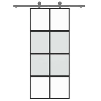 Berkfield Home Sliding Door Black 90x205 cm Tempered Glass & Aluminium