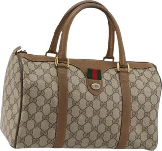 Gucci Pre-owned Handbags, female, Beige, Size: ONE SIZE Pre-owned Vintage web sherry line handbag