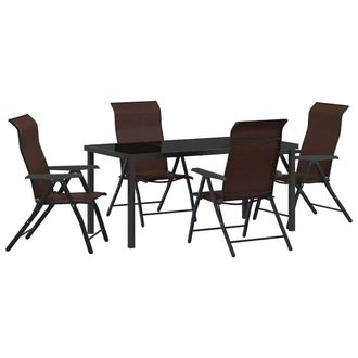 Berkfield Home 5 Piece Garden Dining Set Brown Poly Rattan