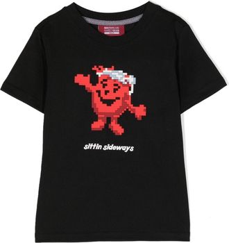 Mostly Heard Rarely Seen Sittin Sideways graphic-print T-shirt - kids - Cotton - 2 yrs - Black