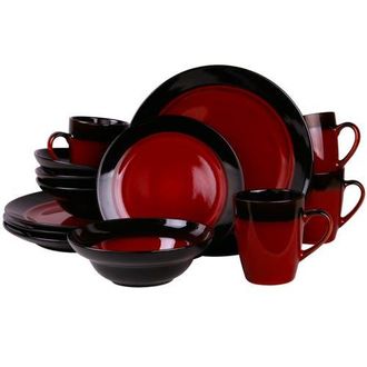 Elama Tanizia 16 Piece High Gloss Dinnerware Set in Red at Nordstrom