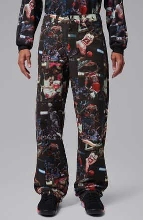 Nike Jordan Flight Allover Print Pants in Black/Sail at Nordstrom, Size 32