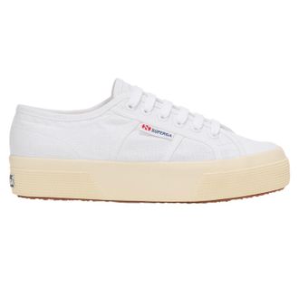 Superga Unisex 2740 Linnen platformschoenen voor volwassenen (Wit/ gebroken wit)