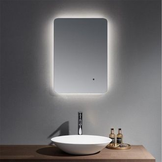 Clifton 50cm Infra-Red Rounded Edge Bathroom Wall Mirror in Natural