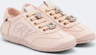 Roger Vivier Viv Low leather-trimmed satin sneakers
