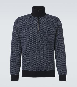 Agnona Cashmere, wool, and silk half-zip sweater