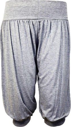ZEE FASHION New Ladies Plus Size Ali Baba Baggy Stretch Fit Shorts Womens Plain Cropped Harem Trouser Pants Size 8-26 Light Grey