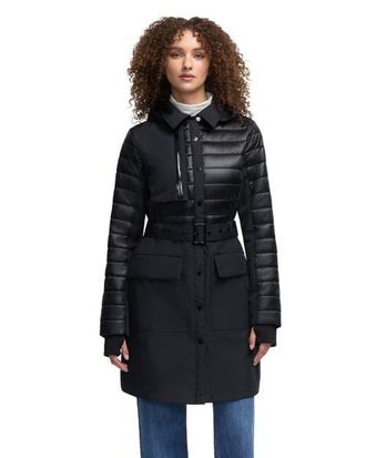 Pajar Opal Trench Coat with Quilted Accent in Black at Nordstrom, Size X-Large