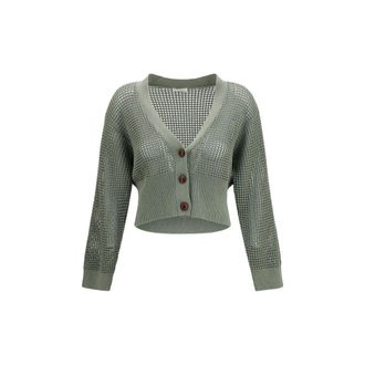 Brunello Cucinelli Bicolor Cotton Womens Cardigan