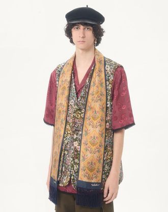 Valentino Garavani Scarf Bandeaux Apr&egrave;s LHiver In Seta Con Frange Uomo MULTICOLOR UNI
