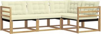 vidaXL Conjunto De Sof&aacute;s De Exterior 4 Uds. Blanco Y Crema Vidaxl
