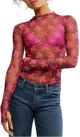 Free People Two-Tone Lady Lux Sheer Mesh Top in Zinfandel Combo at Nordstrom Rack, Size X-Small