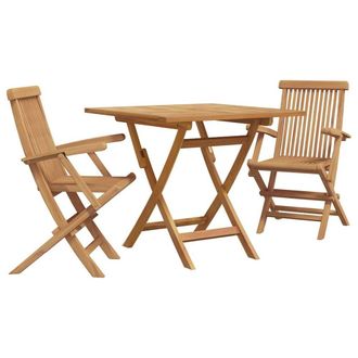 Berkfield Home 3 Piece Folding Garden Bistro Set Solid Wood Acacia in Beige