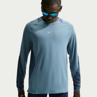 Nike Mens Stride Dri-FIT Winterized Long-Sleeve Running Top in Blue | IO1235-008