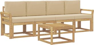 vidaXL Conjunto De Sof&aacute;s De Exterior 5 Uds. Y Beige Vidaxl