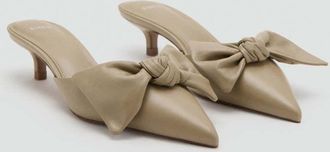 Mango Scarpe tacco pelle fiocco grezzo - Donna - 35 - MANGO