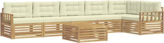 vidaXL Conjunto De Sof&aacute;s De Exterior 7 Uds. Blanco Y Crema Vidaxl