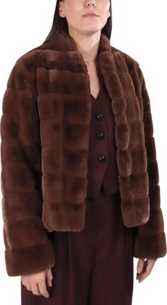 Marella Cropped jack met imitatiebont - Dames - Jassen - Bruin - L - Polyester - Jassen