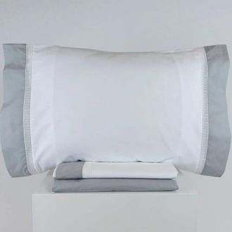 Casa da Laura S&aacute;banas Polialgod&oacute;n 180 Hilos Puntilla Gris Cama 150/160 1 Almohada