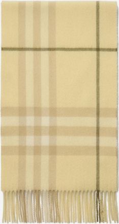 Burberry Womens Cashmere Scarf With Check Pattern Yellow Scarfs