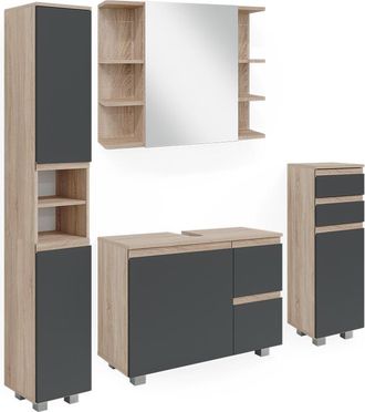 Vicco Conjunto De Muebles De Ba&ntilde;o J-shape, Sonoma, 4 Partes