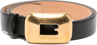 Balenciaga Logo-engraved Crinkled-leather Belt