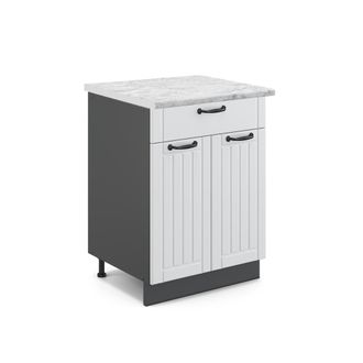 Vicco Mueble Bajo De Cocina Fame-line, Blanco Casa De Campo, 60 Cm Con Caj&oacute;n, Et M&aacute;rmol Vicco