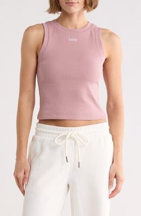 Off-white Row Cotton Blend Ribbed Tank in Woodrose at Nordstrom Rack, Size X-Large