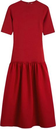 Toteme Twinflower Tee Dress - Dames - Casual kleedjes - Rood - M - Wol - Kleedjes