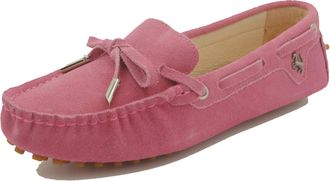 Minitoo Driving Shoes Womens Knot Slip-on Dark Pink Suede Casual Loafers Boat Shoes UK 6