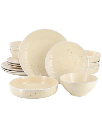 Elama Emilia 16pc Double Bowl Stoneware Dinnerware Set