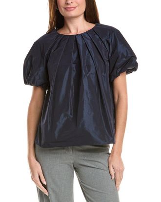 Lafayette 148 New York Soft Pleated Puff Sleeve Blouse