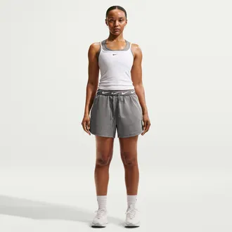 Nike Womens Attack Dri-FIT Mid-Rise 4 Shorts in Grey | IQ0401-068