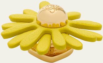 Loewe Flower Pin in Brass and Calfskin