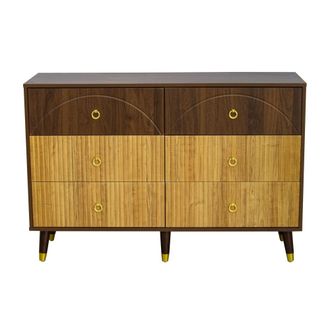 Urban Meuble C&oacute;moda retro chic de 6 cajones en madera bicolor