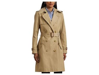 Lauren Ralph Lauren Db Belted Rain 38 Womens Coat Sand : MD, Cotton/Polyester