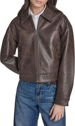 Levi's Faux Leather Zip Jacket in Dark Brown Faux Suede at Nordstrom, Size X-Small