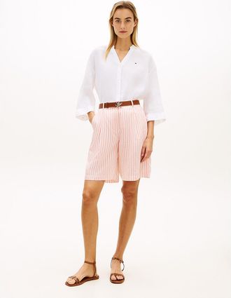 Tommy Hilfiger Womens Striped Voile Bermuda Short - Orange - XS