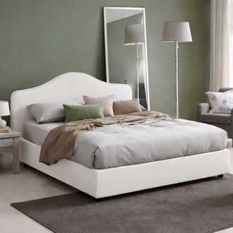 Dmora Dmora - Cama Matrimonial Annunziata, Cama Contenedor Con Revestimiento De Tela, 100% Made In Italy, Apertura Frontal, Con Colch&oacute;n De Cm 160x200 Inclui