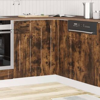 Berkfield Home Kitchen Corner Base Cabinet&not;Porto Smoked Oak Engineered Wood in Brown