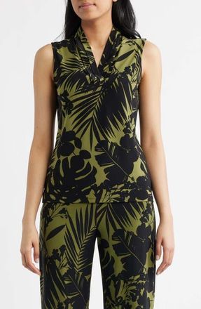Anne Klein Triple Pleat Sleeveless Top in Bay Leaf /Anne Black at Nordstrom, Size X-Large P