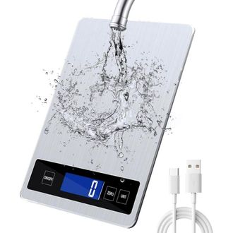 OEM Balanza De Cocina Digital De 15 Kg Con Pantalla Lcd, Acero Inoxidable Y Cristal Templado. Precisi&oacute;n De Hasta 1 G. Carga Mediante Usb-c