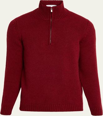 Anderson & Sheppard Mens Plain Knit Cashmere Quarter-Zip Sweater