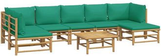 vidaXL Set De Muebles De Jard&iacute;n 8 Piezas Bamb&uacute; Con Cojines Verde Vidaxl