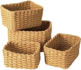 OEM Cestas De Almacenamiento De Mimbre Tejido, Juego De 4, Cestas De Mimbre Apilables (marr&oacute;n)