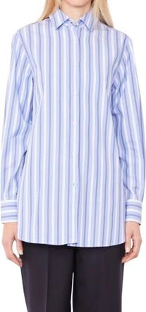 Officine G&eacute;n&eacute;rale Elzi Oversize Shirt - Dames - Overhemden - Blauw - L - Katoen - Overhemden