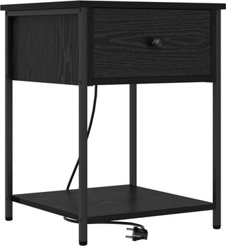 vidaXL Vidaxl - Bedside Cabinet Black oak 42 x 41 x 56 cm Engineered wood