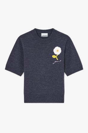 Ganni Mixed Tee in Merino - Size XXS Wool