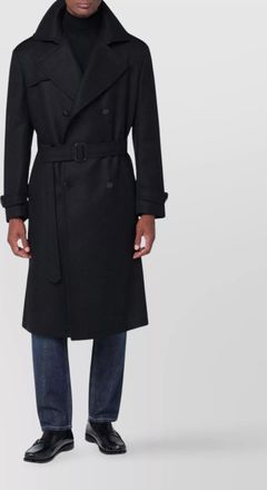 Tagliatore belted coat with epaulettes and storm flap